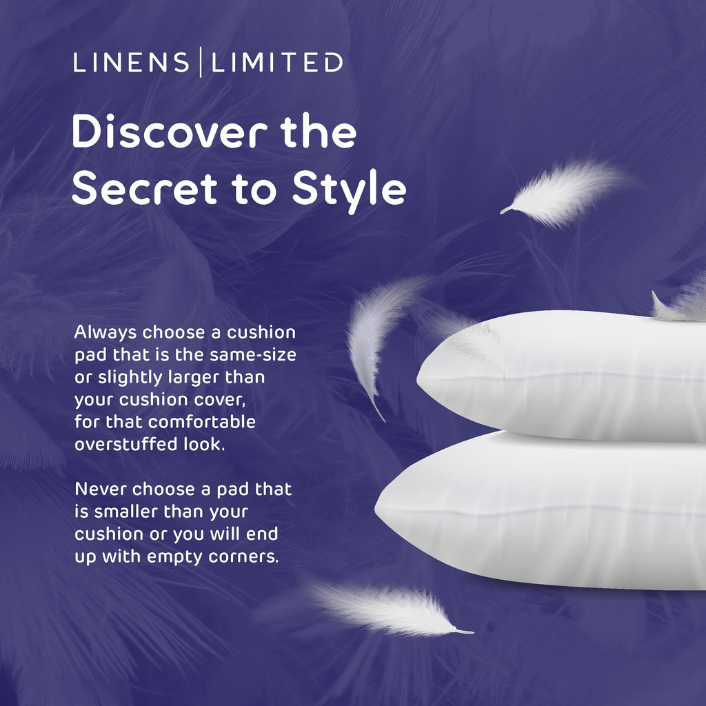 Linens Limited - Cushion Insert 50cm x 50cm, Soft & Plump Natural Duck Feather Sofa Cushion Pad, Elegant, Versatile, Easy to Clean, Large Square Cushion Inner, Perfectly Fits Covers (White) (2 Pack)