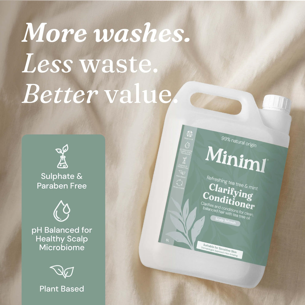 Miniml Natural Hair Conditioner Eco Friendly - Refill Nourishing Coconut Men and Womens Sensitive Scalp & Skin Cruelty Free Vegan Formula - For Greasy, Curly, Dry Hair, 5L (Pack of 1)