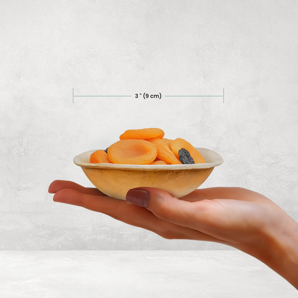 ECO Leaf 50 Disposable Palm Leaf Bowls | 8”(20cm) Round Compostable Dinner Bowls | Eco-Friendly, Biodegradable Heavy-Duty Bowl for Wedding, Party and Picnic | Microwave & Oven Safe, Pack of 50