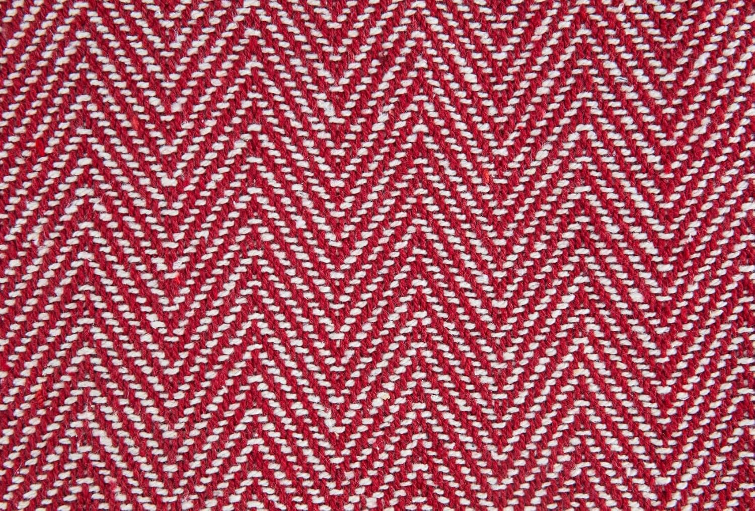 Emma Barclay Herringbone - Recycled Cotton Patterned Chair Sofa Setee Bed Throw Over Blanket in Natural - 50x60 (127x152cm)