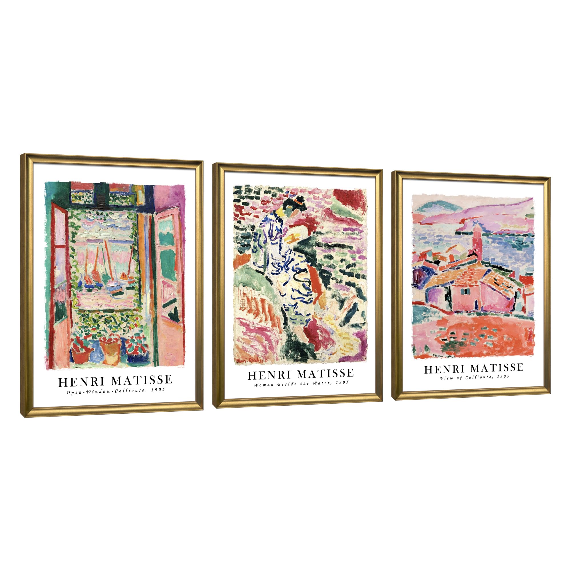 Wieco Art Canvas Wall Art 3 Piece Henri Mattise Art Abstract Colorful Matisse Posters Canvas Prints for Wall and Home Office Decorations
