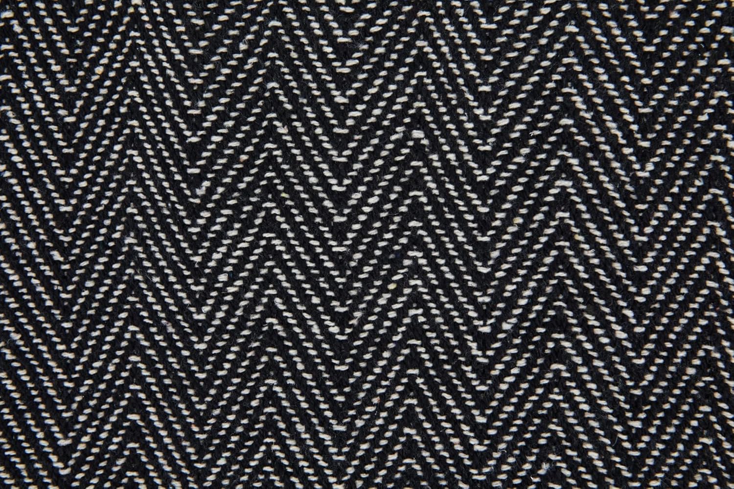 Emma Barclay Herringbone - Recycled Cotton Patterned Chair Sofa Setee Bed Throw Over Blanket in Natural - 50x60 (127x152cm)
