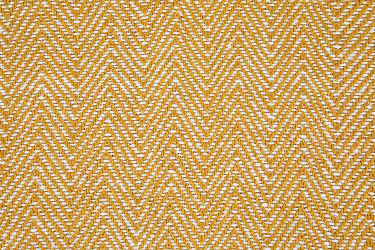 Emma Barclay Herringbone - Recycled Cotton Patterned Chair Sofa Setee Bed Throw Over Blanket in Natural - 50x60 (127x152cm)