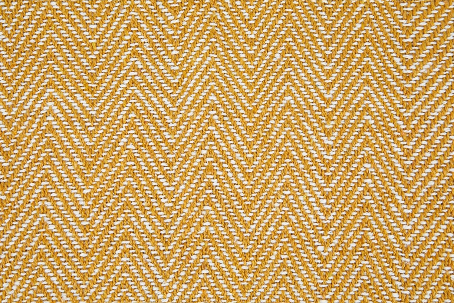Emma Barclay Herringbone - Recycled Cotton Patterned Chair Sofa Setee Bed Throw Over Blanket in Natural - 50x60 (127x152cm)
