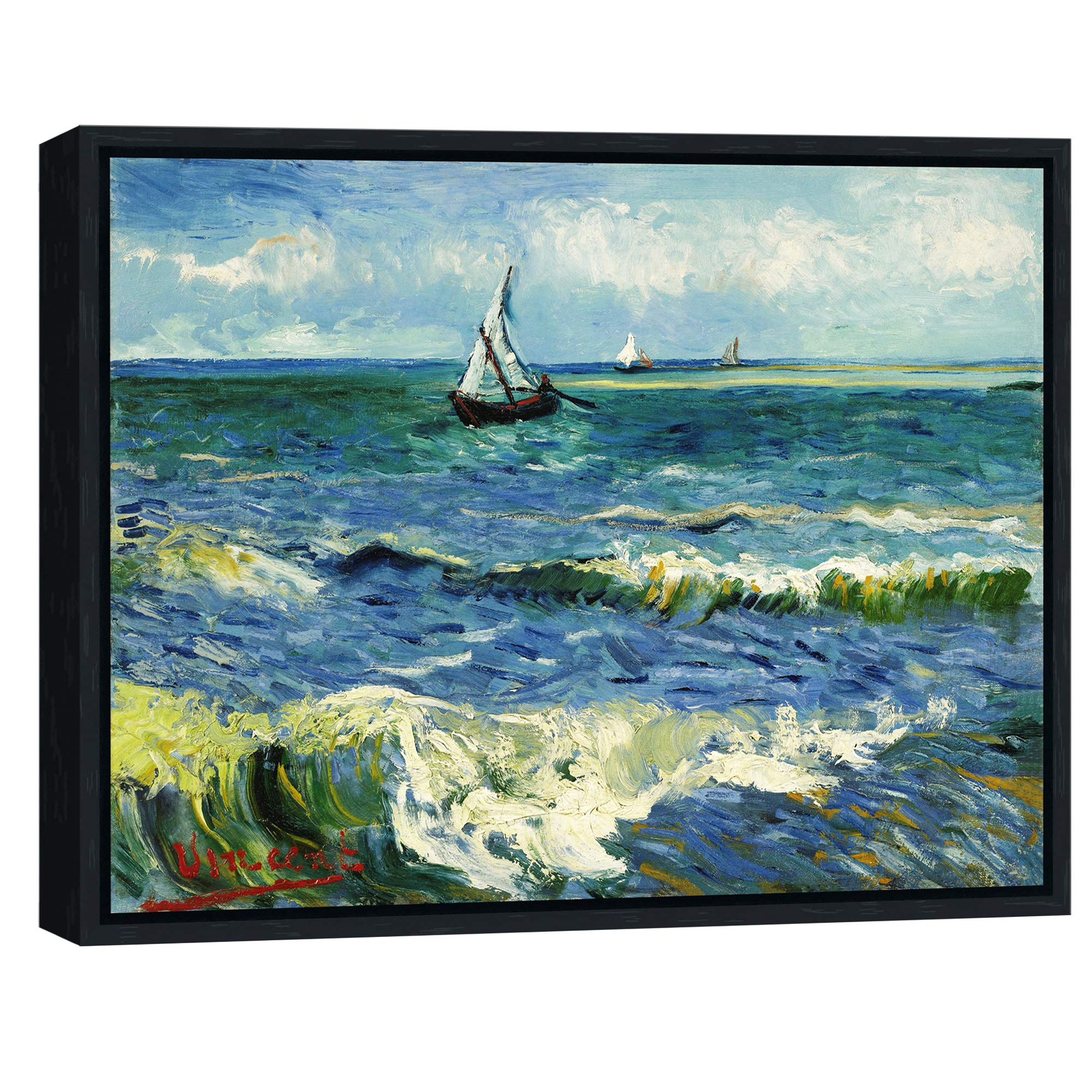 Wieco Art - Seascape at Saintes Maries by Vincent Van Gogh Oil Paintings Reproduction Classical Giclee Canvas Prints Artwork Ocean Pictures Paintings on Canvas Wall Art for Bedroom Home Decorations