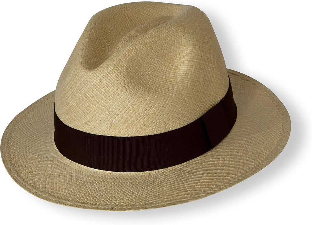 Tumia LAC Panama Hat - Rollable - Natural with Brown Ribbon 59cm