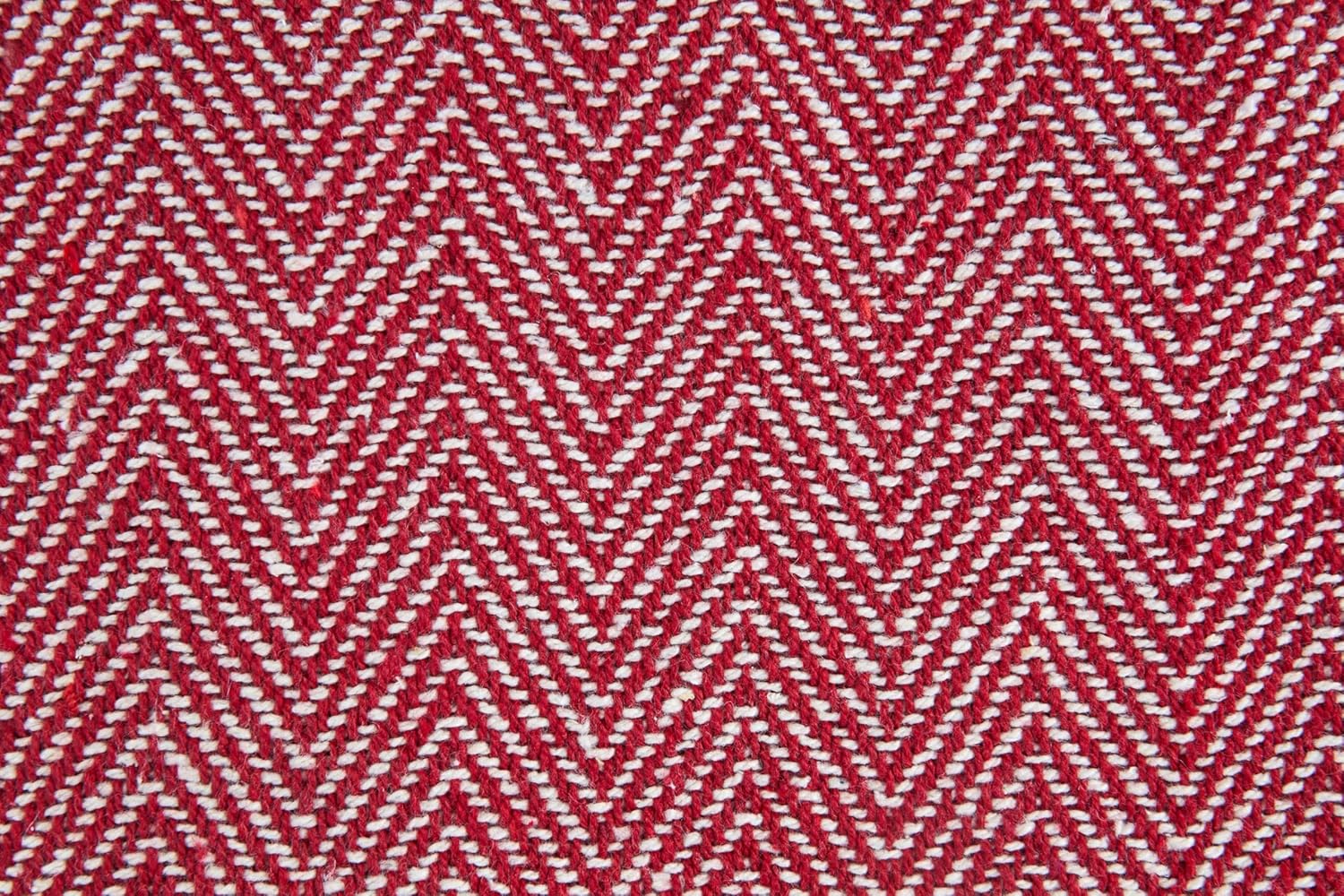 Emma Barclay Herringbone - Recycled Cotton Patterned Chair Sofa Setee Bed Throw Over Blanket in Natural - 50x60 (127x152cm)