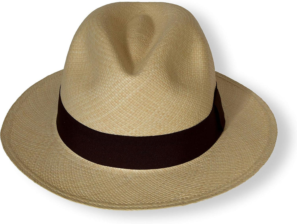 Tumia LAC Panama Hat - Rollable - Natural with Brown Ribbon 59cm