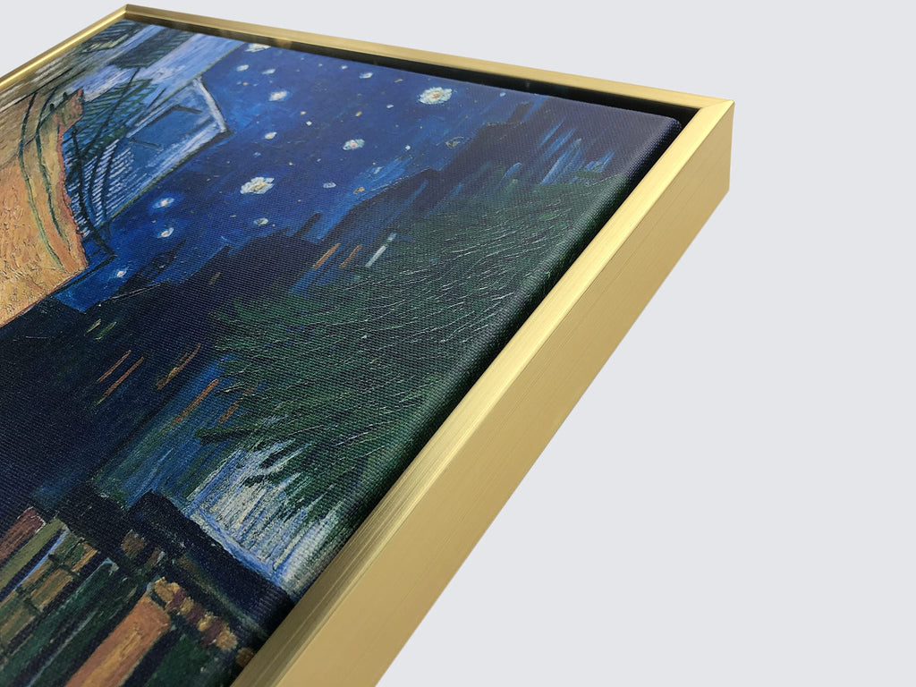 Wieco Art Framed Art Canvas Prints of Cafe Terrace at Night Canvas Prints Wall Art by Van Gogh Paintings Reproduction Abstract Artwork for Wall Decor Golden Frame