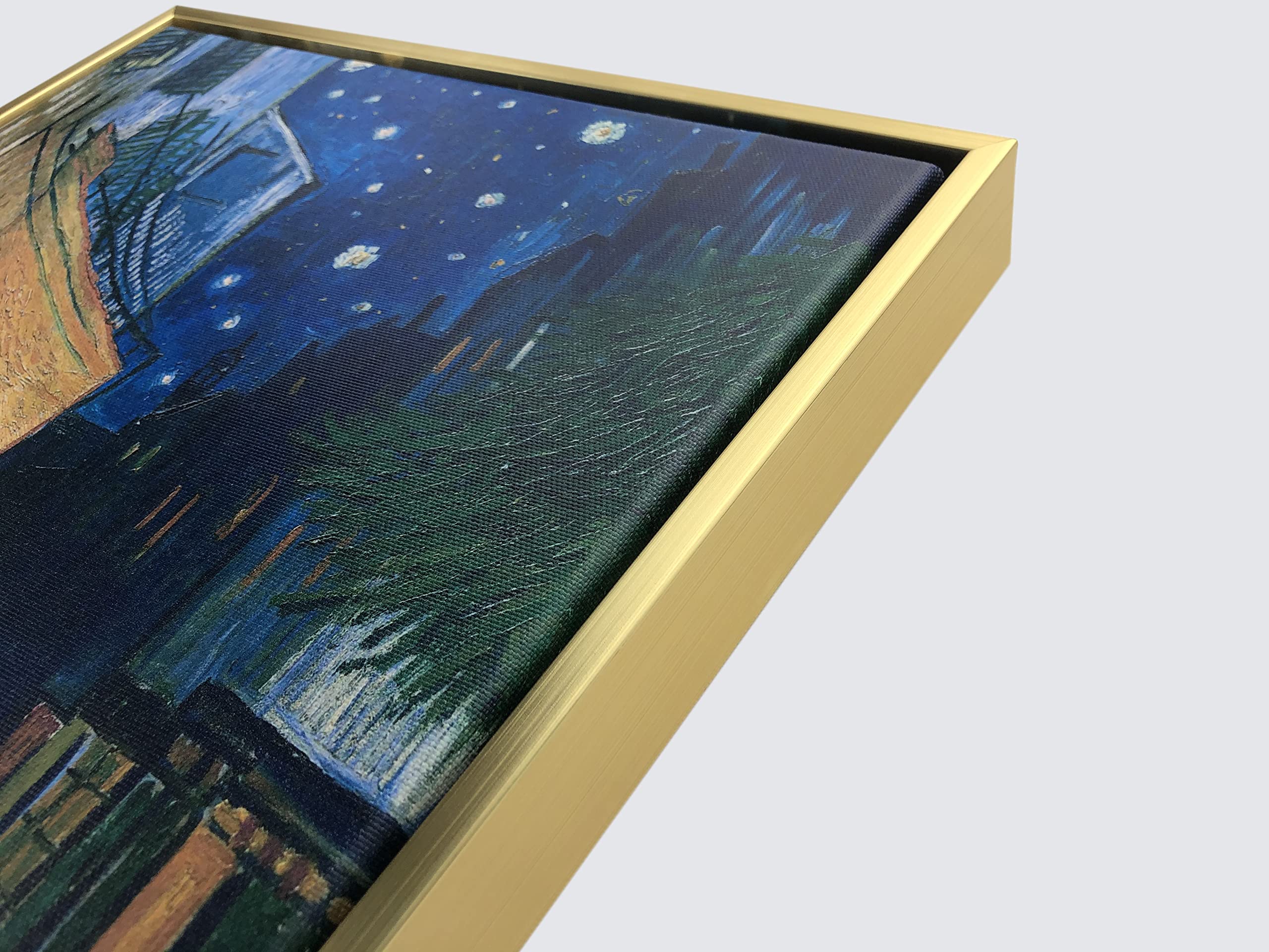 Wieco Art Framed Art Canvas Prints of Cafe Terrace at Night Canvas Prints Wall Art by Van Gogh Paintings Reproduction Abstract Artwork for Wall Decor Golden Frame