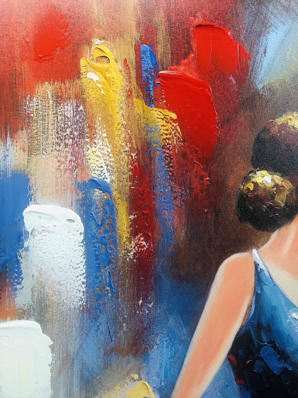 Wieco Art - Flying Skirt Modern Stretched and Framed Artwork Abstract Dancing People Oil Paintings on Canvas Wall Art Ready to Hang for Living Room Bedroom Home Decorations Wall Decor